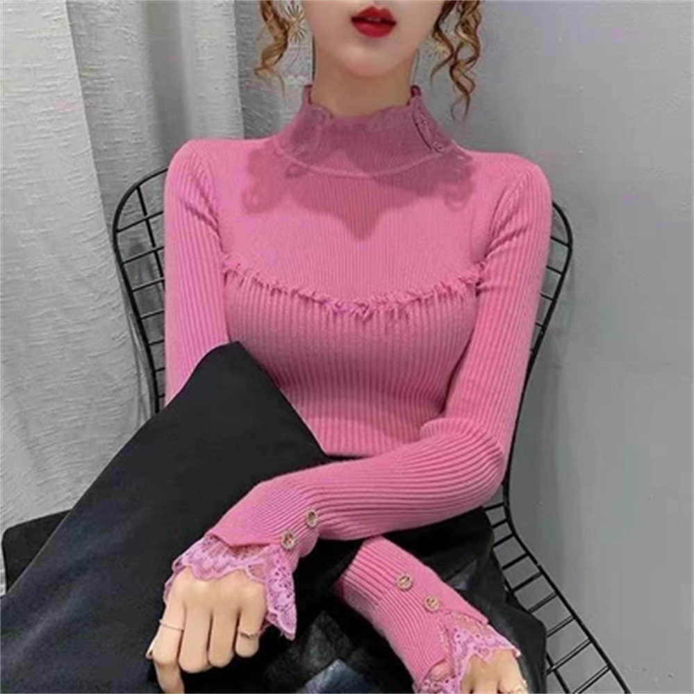 2021 Woman Sweaters Lace Turtleneck Tassel Sweater Women’s Underwear Autumn Winter Clothes Popular All-match H638 alx