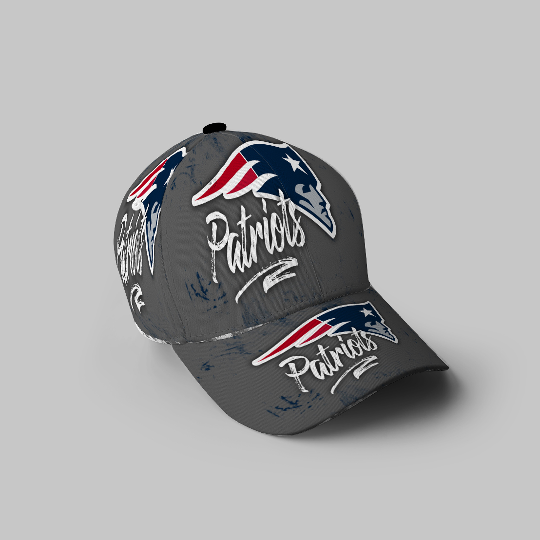 New England Patriots Gray Blue2 3D Printing Baseball Cap Classic Hat