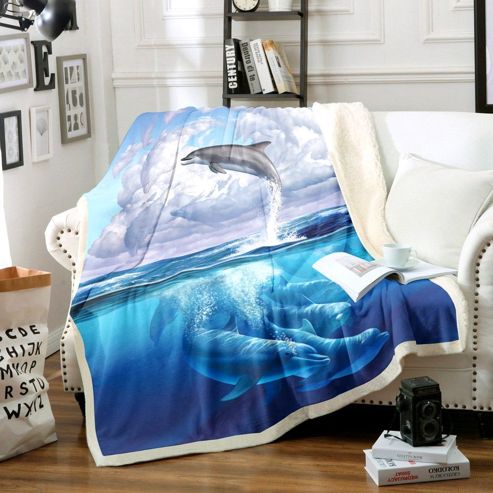 3D Dolphin Hm3011001Tt Sherpa Fleece Blanket