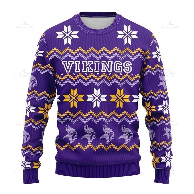 Minnesota Vikings Sweatshirt Cute Snowflakes Graphic Gift For Men