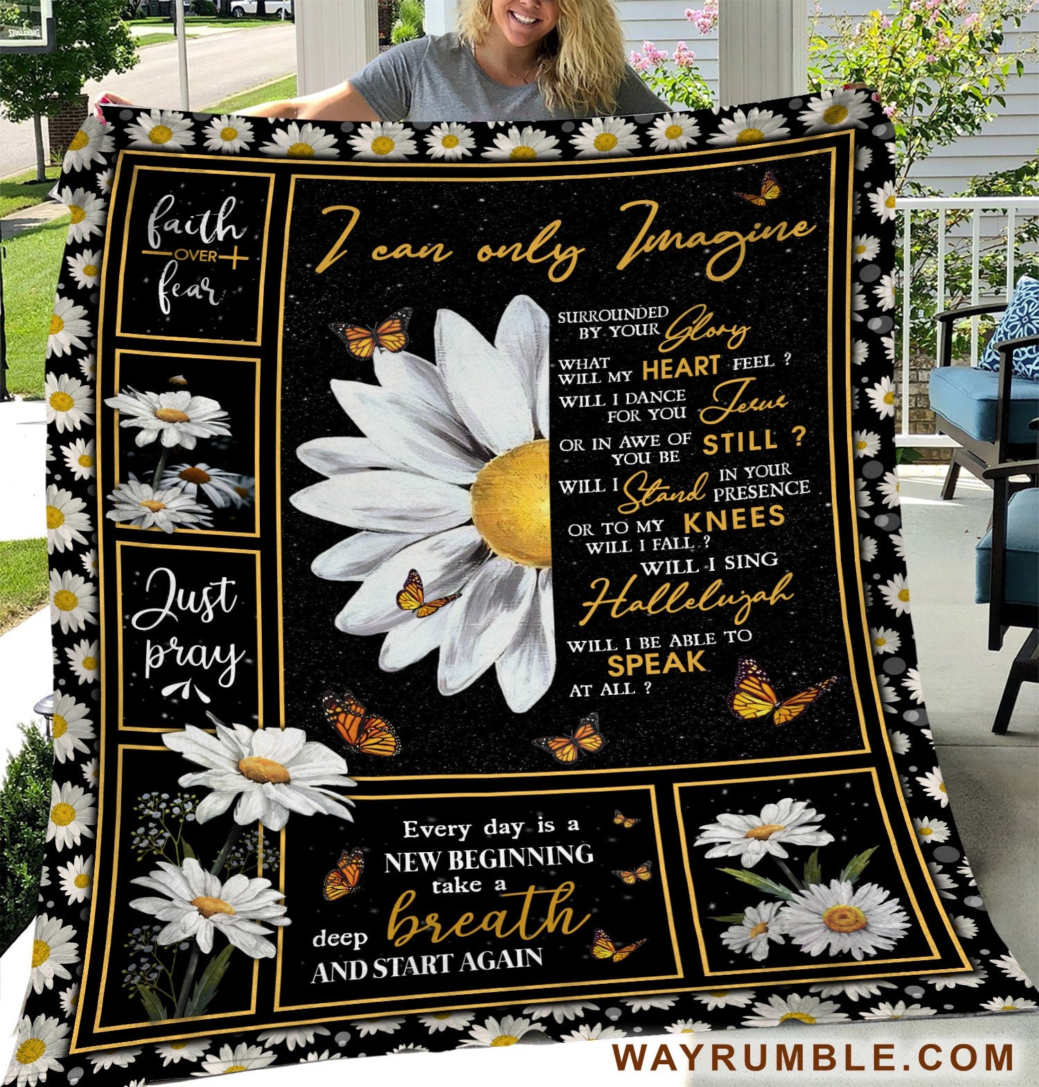 Jesus – Daisy Flower And Butterfly – I Can Only Imagine – Blanket