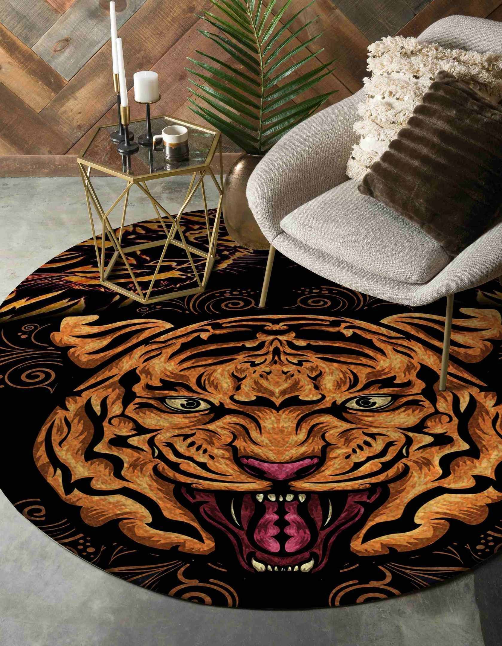 Tiger Animal Round Rug V1 NTD141298193