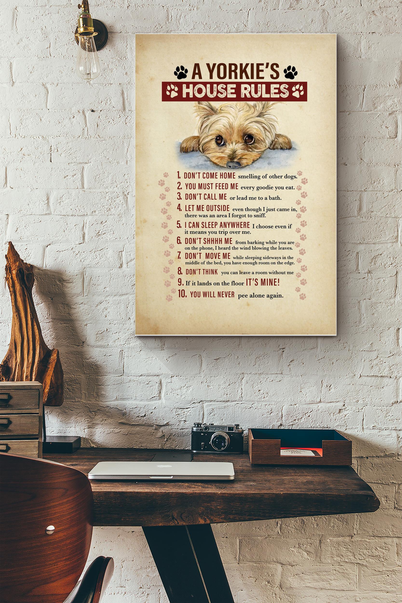 Yorkies House Rules Poster – Animal Wall Art – Gift For Dog Dad Dog Mom Yorkie Lover Dog Lover (Unframed) Poster