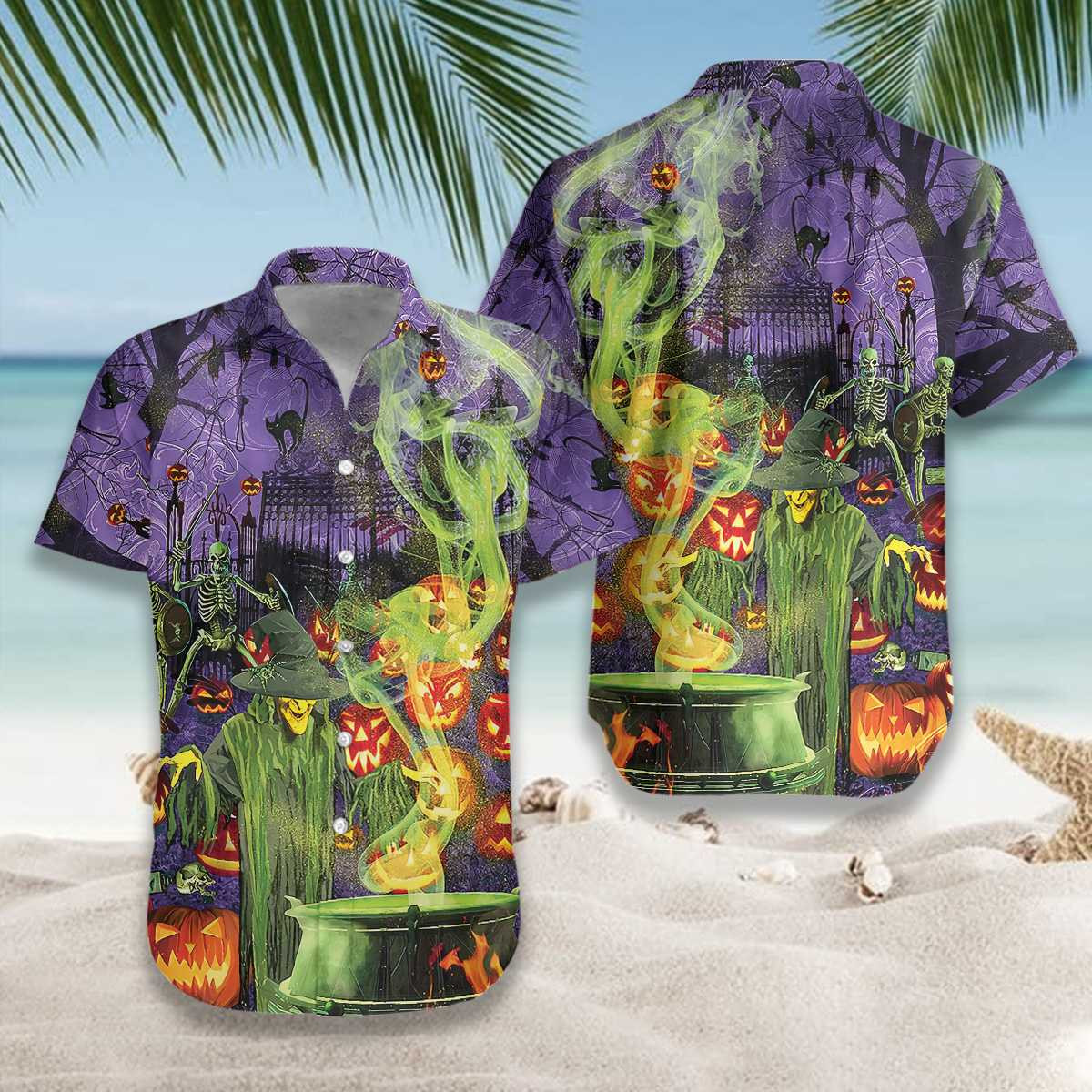 Hawaii Aloha Shirts Halloween Fright Night Witch Hour Ha82051