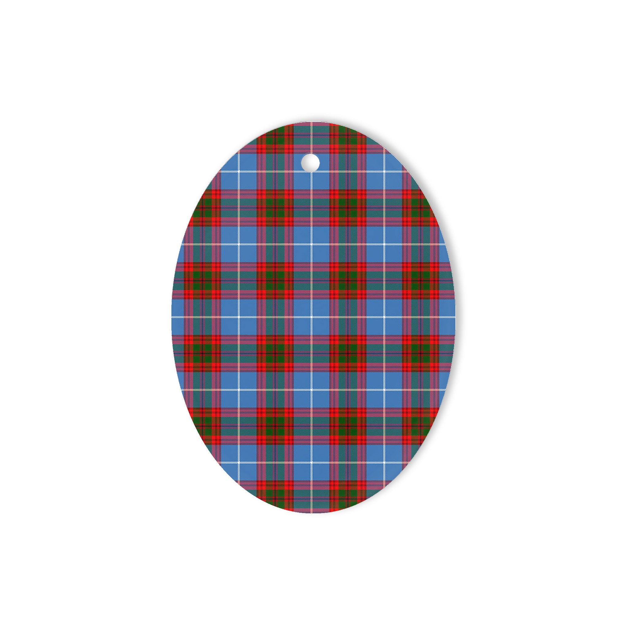 Skirving Tartan Oval Ornaments, Christmas Tree Ornament, Plaid Christmas Ornaments, Ceramic Oval Christmas Tree Decoration