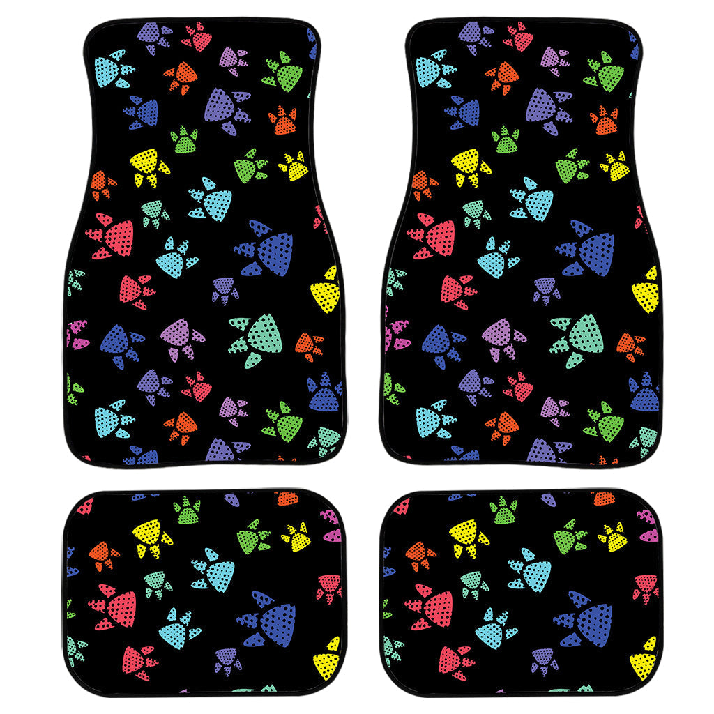 Cute Dino Footprint Pattern Print Front And Back Car Floor Mats, Front Car Mat