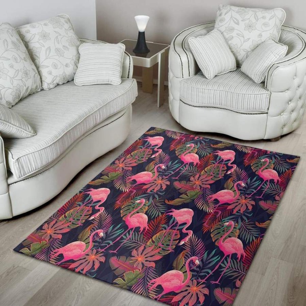 Tropical Flamingo Hawaiian Print Area Rug