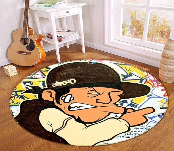 3d Bad Guy 361 Round Rug Home Decor