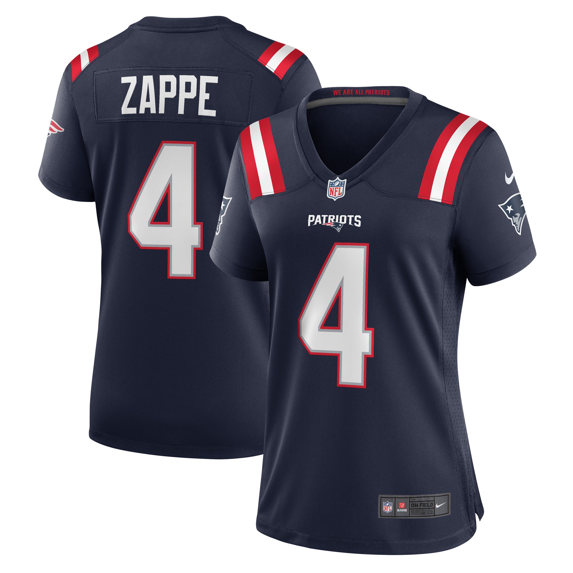 Bailey Zappe New England Patriots Women's Game Player Jersey – Navy