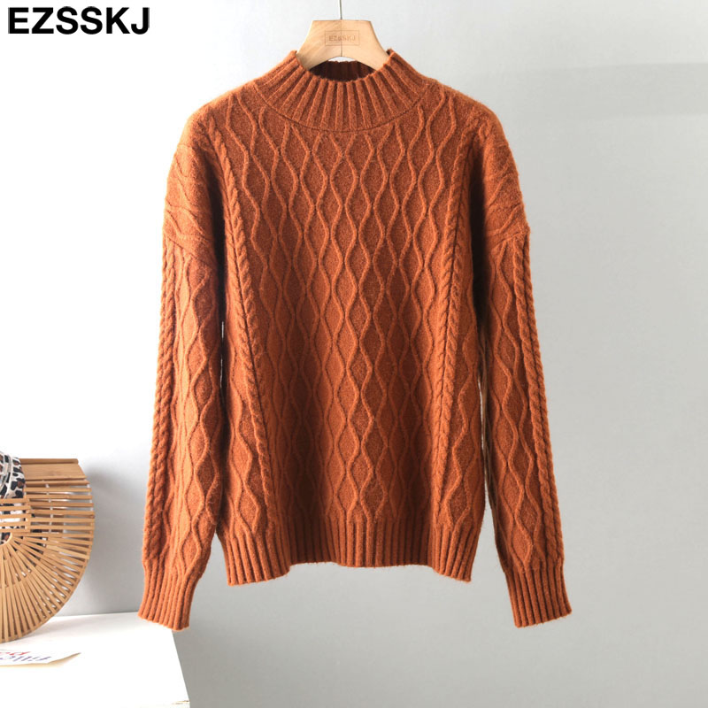 Autumn Winter basic oversize thick Sweater pullovers Women 2021 LOOSE needle twist sweater pullovers female Long Sleeve alx