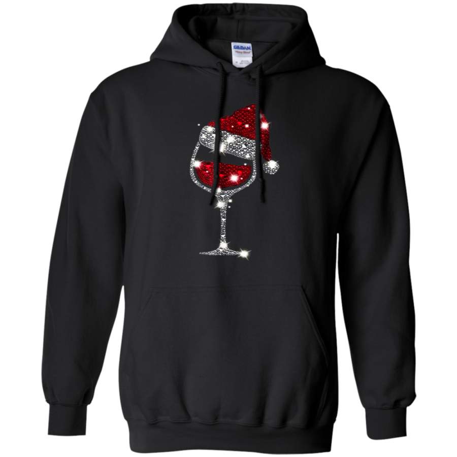 AGR Diamond Wine Glasses Santa Hat Christmas Shirt hoodie
