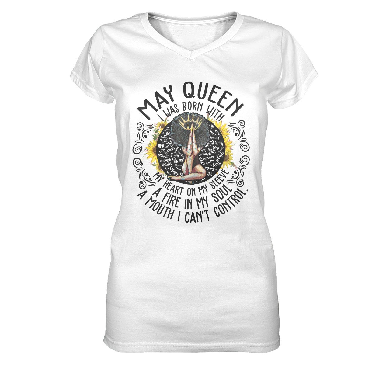 May Black Queen My Heart On My Sleeve Ez07 2909 Women V-Neck T-Shirt