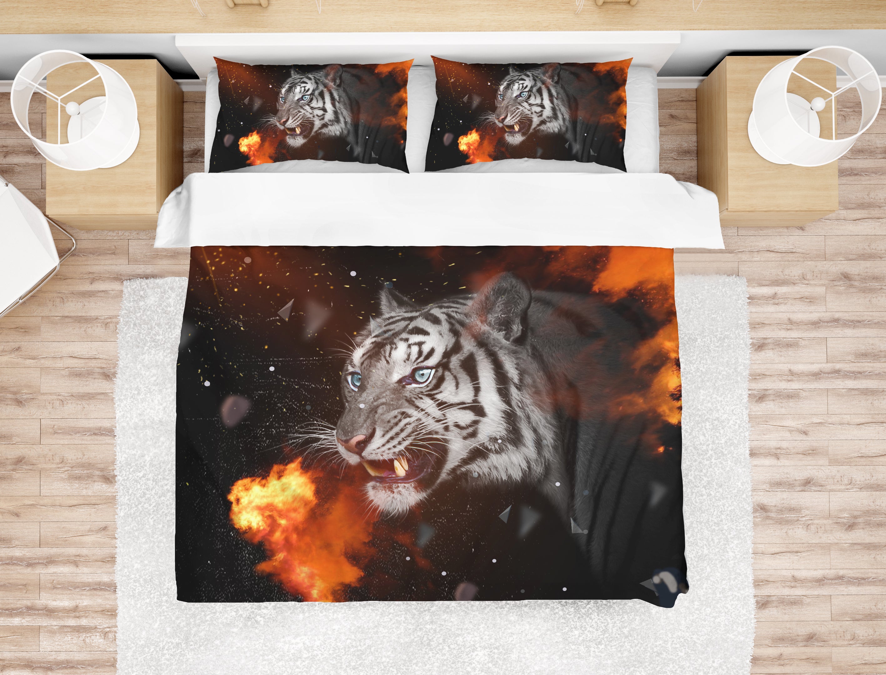 3D Black Tiger Fire Quilt Cover Set Bedding Set Pillowcases 21