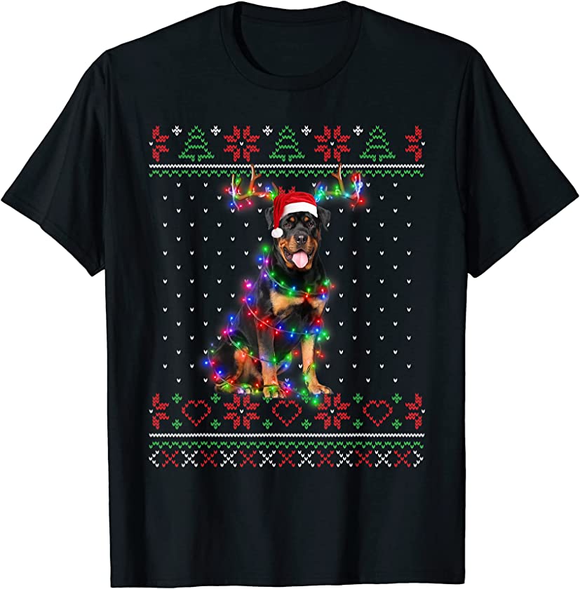 Rottweiler Dog Ugly Sweater Christmas Puppy Dog Lover T-Shirt