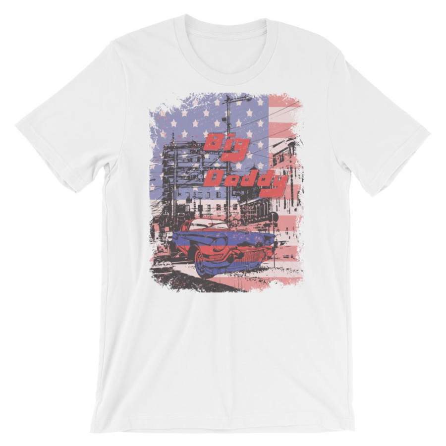 American Flag and Vintage Car  Unisex T-Shirt