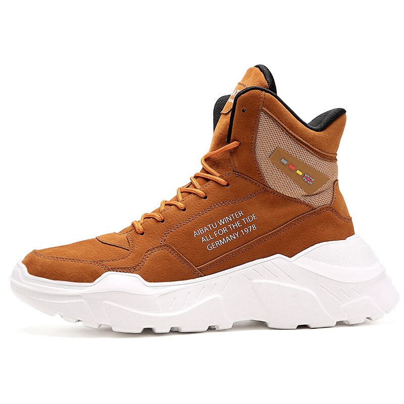 High Top Running Shoes Autumn Winter Breathable Leather Sneakers for