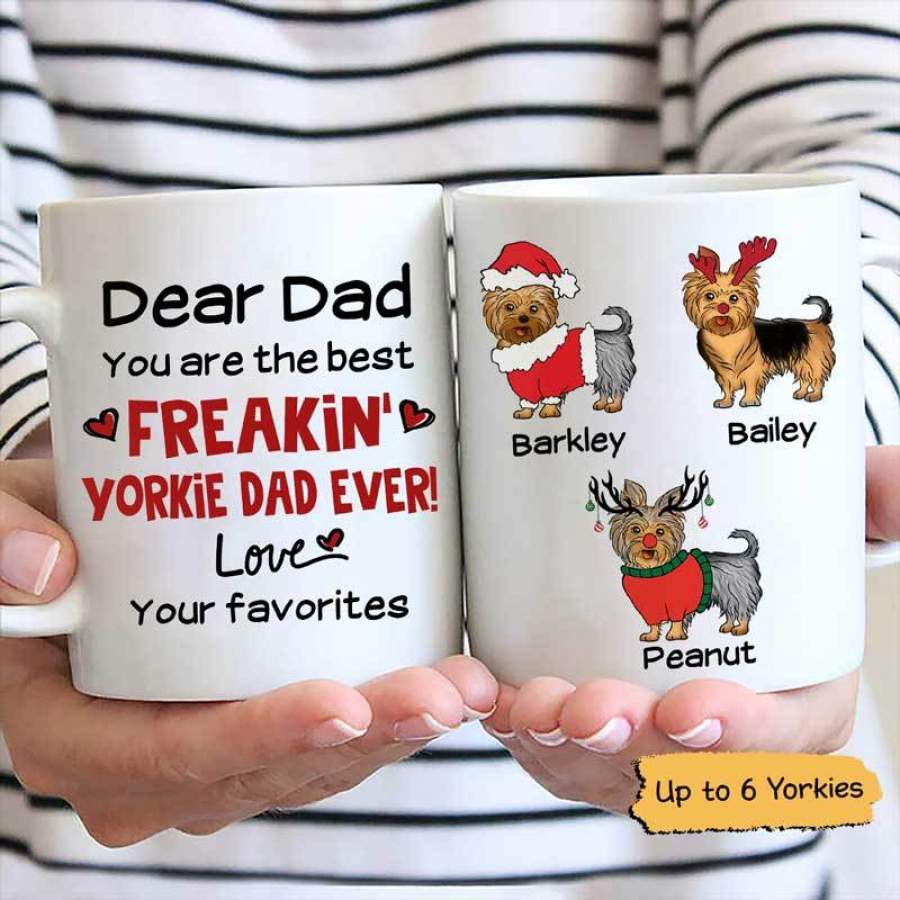 Yorkie Best Freaking Dog Dad Ever Personalized Mug