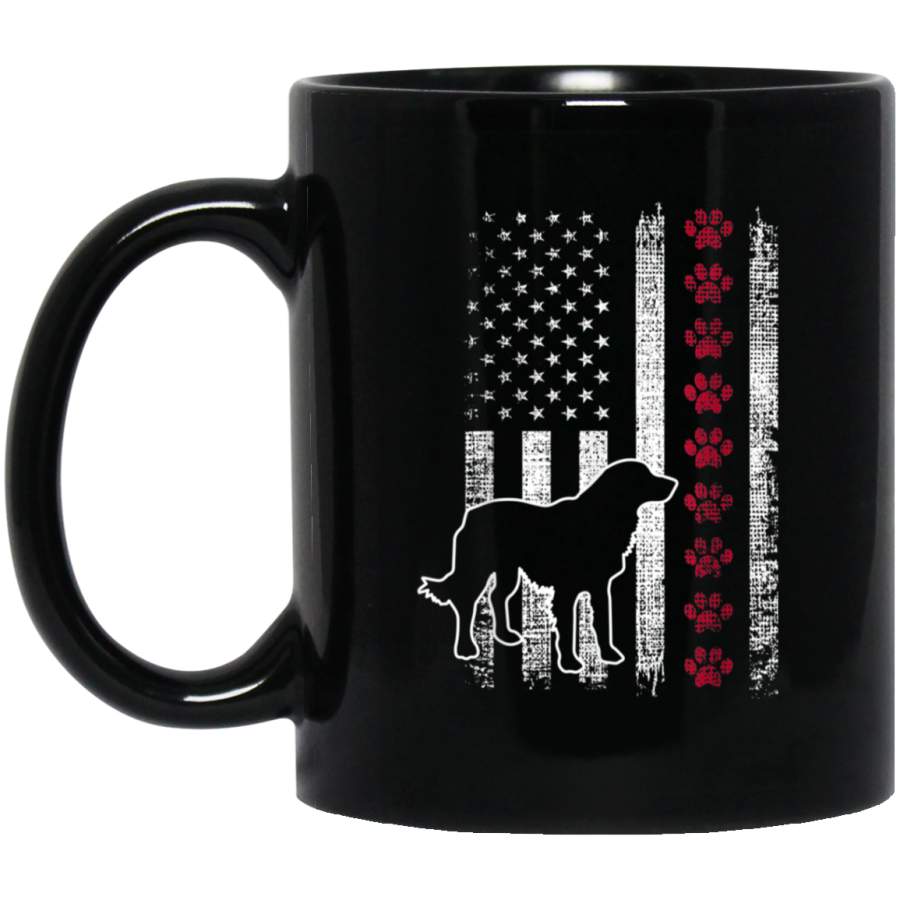 Vintage Retro USA Patriotic American Flag Golden Retriever Mug