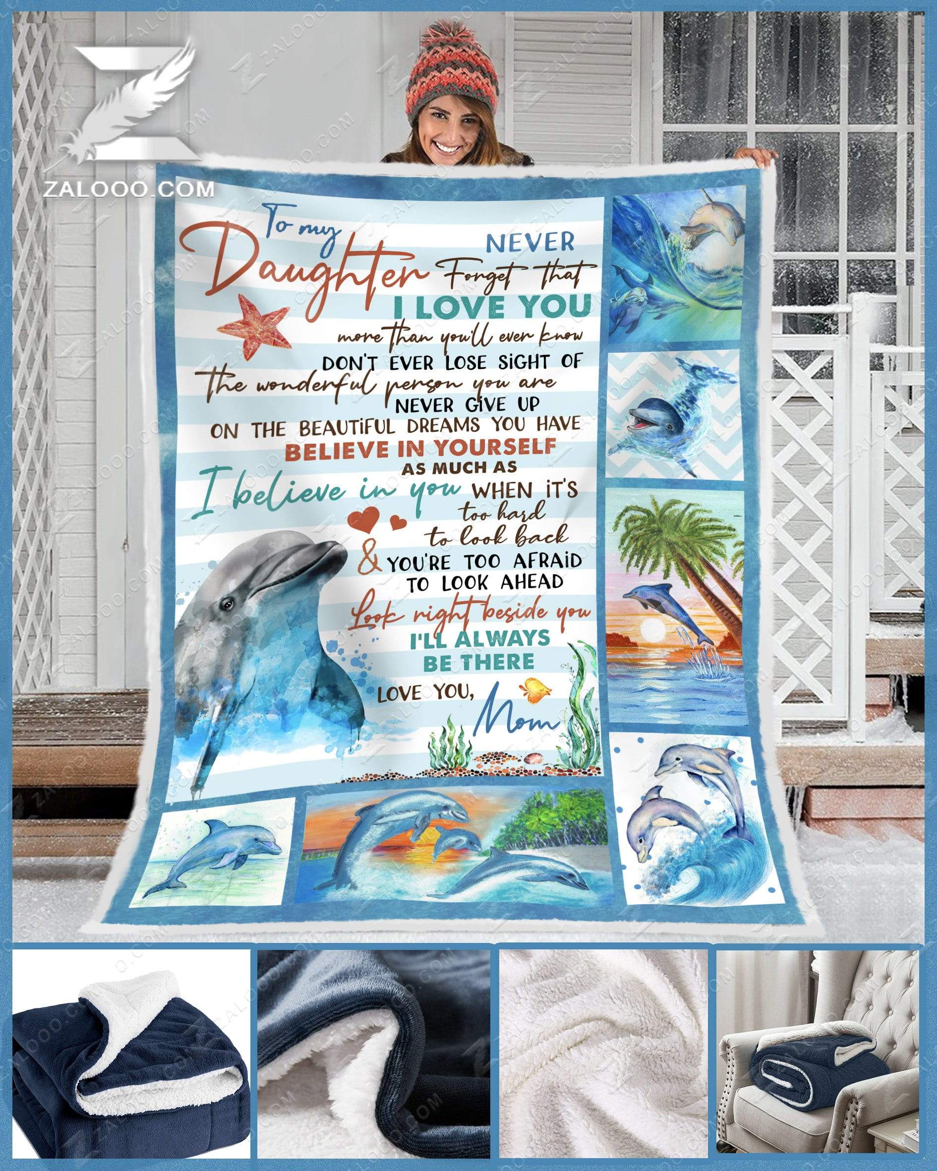 Dolphin – To My Daughter – Ill Always Be There Quilt Blanket Ep1897