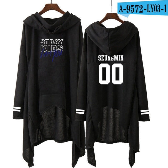 2020 Kpop Stray Kids Spring Black Women Hooded Sweatshirt Dress Idol Cotton Clothes Album I Am Who  Dress