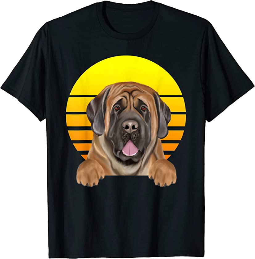 Vintage Sunset Mastiff Dog Lover T-Shirt