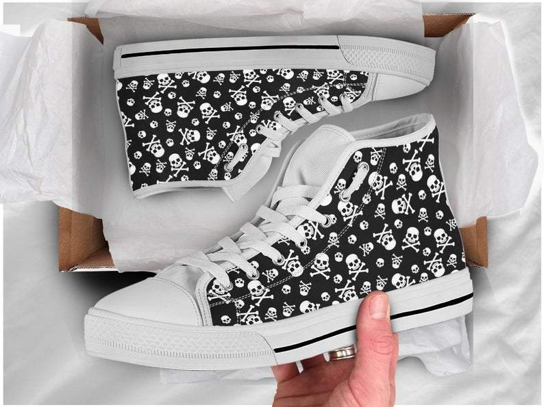 Skull With Crossbones Shoes Skull Sneakers Harajuku Kawai High Top ...