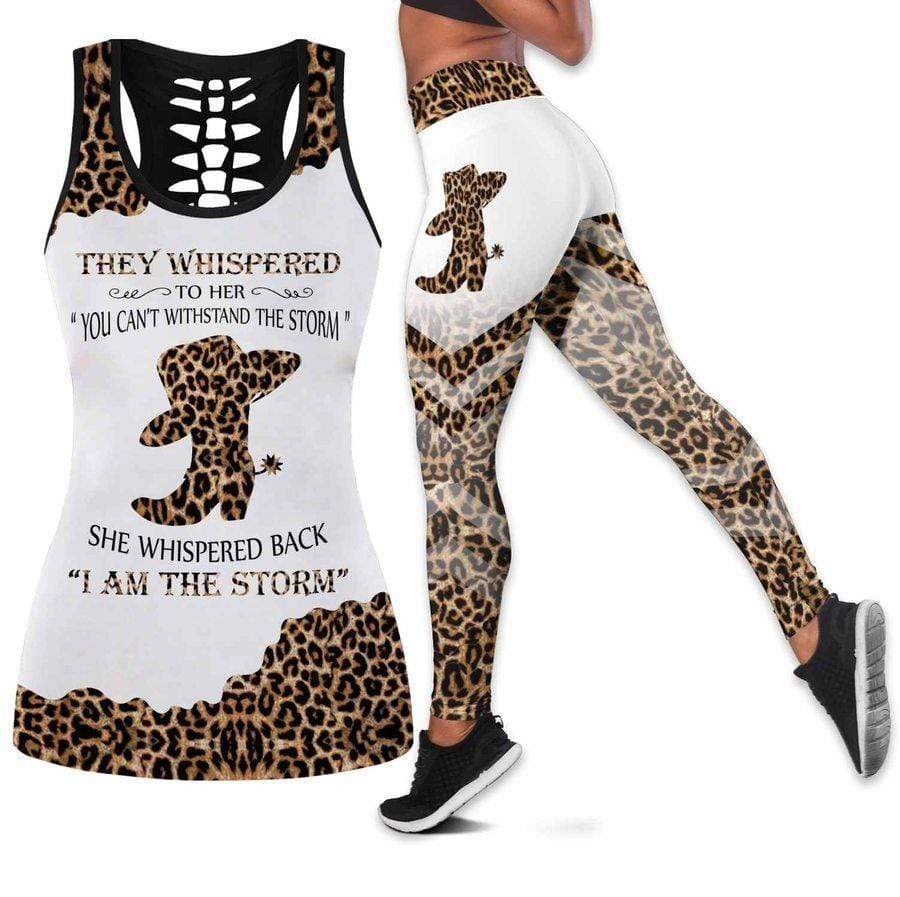 Cowgirl I’m The Storm Leopard Hollow Tank Top And Legging 3D