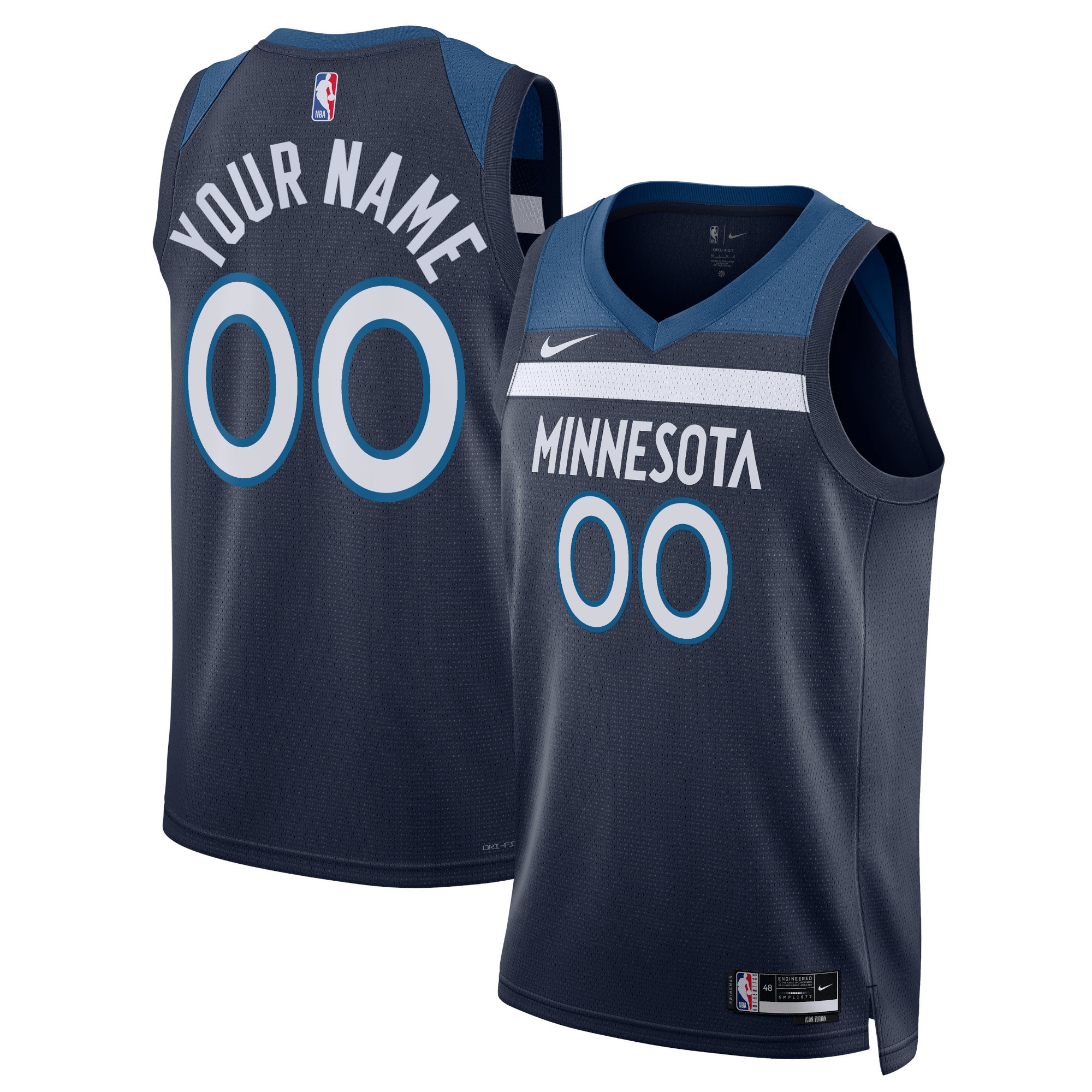 Minnesota Timberwolves Unisex Swingman Custom Jersey Navy – Icon Edition