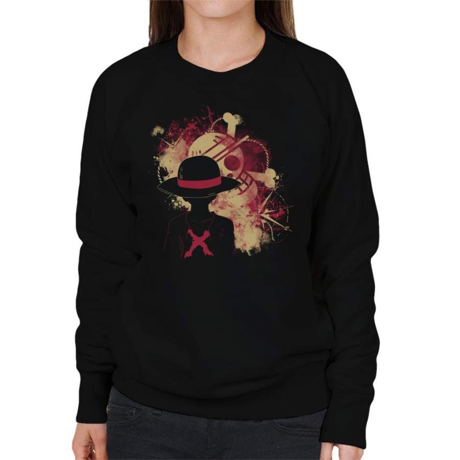 One Piece Straw Hat Skull Silhouette Women’s Sweatshirt