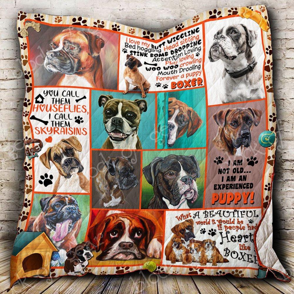 Boxer My Skyrising i am an experienced puppy Cute dogs Quilt Blanket