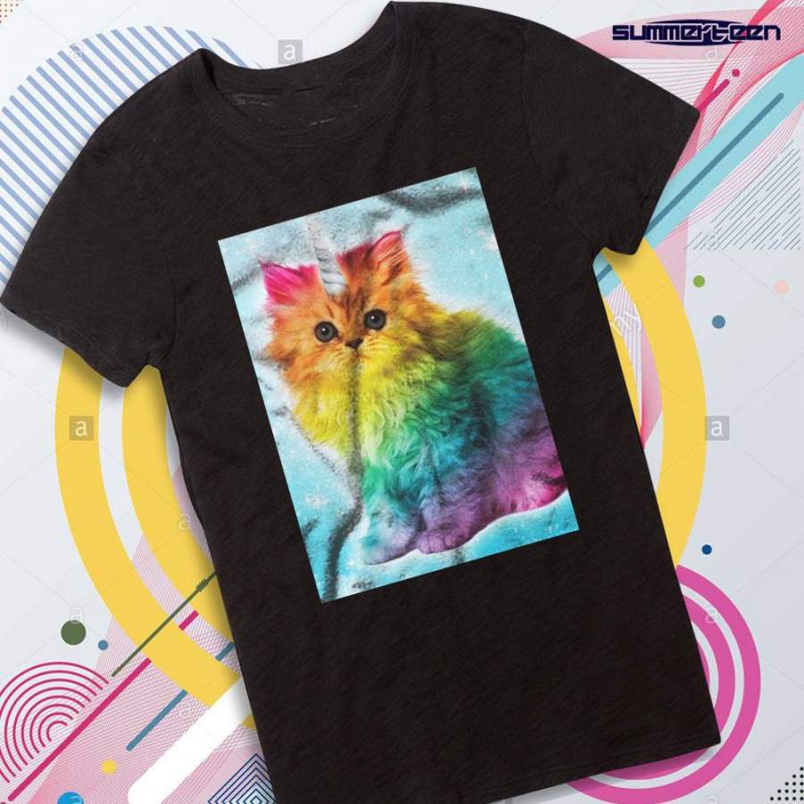 Unicorn Rainbow Cat Kitten Women’S T Shirt