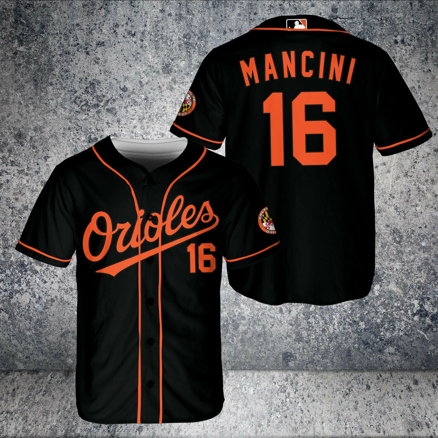 Trey Mancini #16 Baltimore Orioles Black All Over Print Baseball Jersey