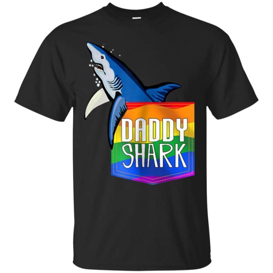 AGR Daddy Shark Shirt Pocket Cute Rainbow Pride Fish Tshirt Jaq T-shirt