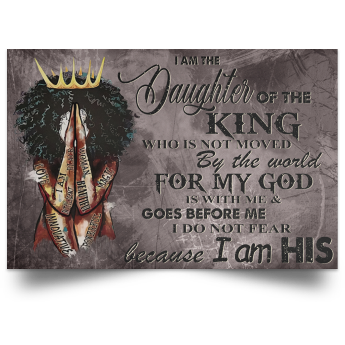 Black Queen Praying Poster, Black Girl Magic Poster, Black Woman Poster, God, Jesus, Christian, Afro Queen Poster