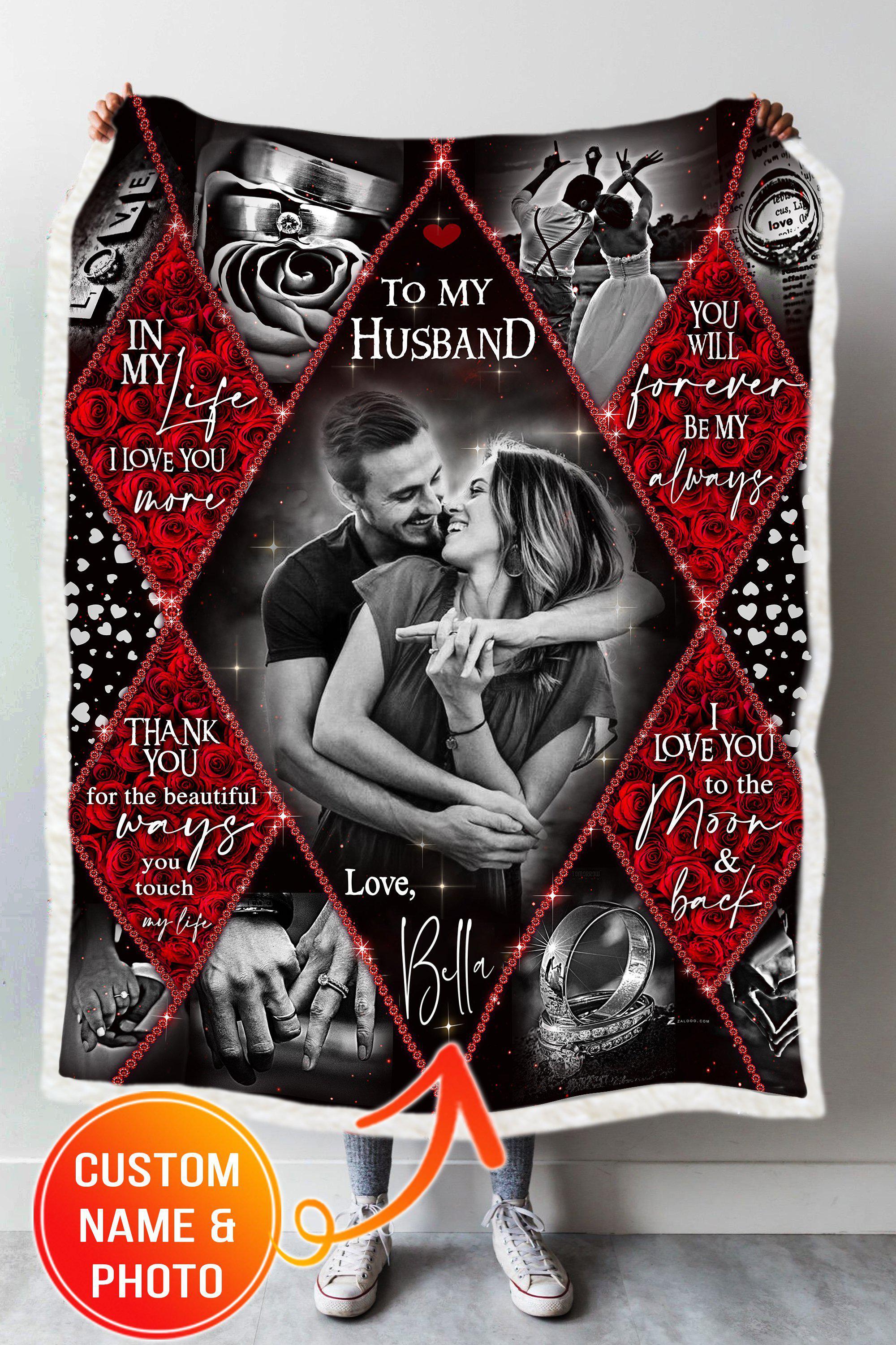 Stunning Gift Custom Photo Blanket Gift Idea For Husband Personalized Blanket Roses Romantic Gift