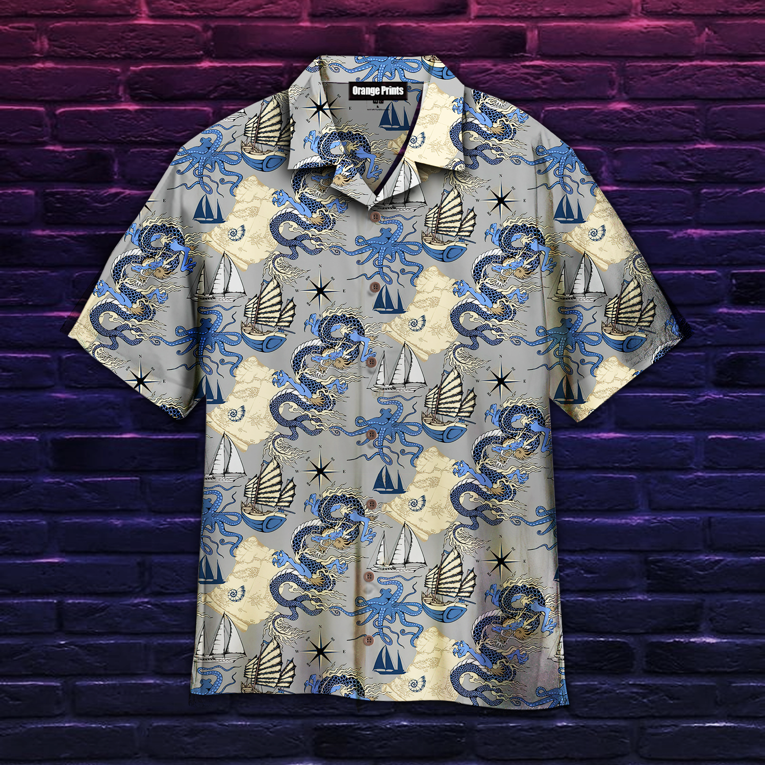 Dragon And Octopus Sea Voyages Seamless Hawaii Shirt For Men Women Ha47317