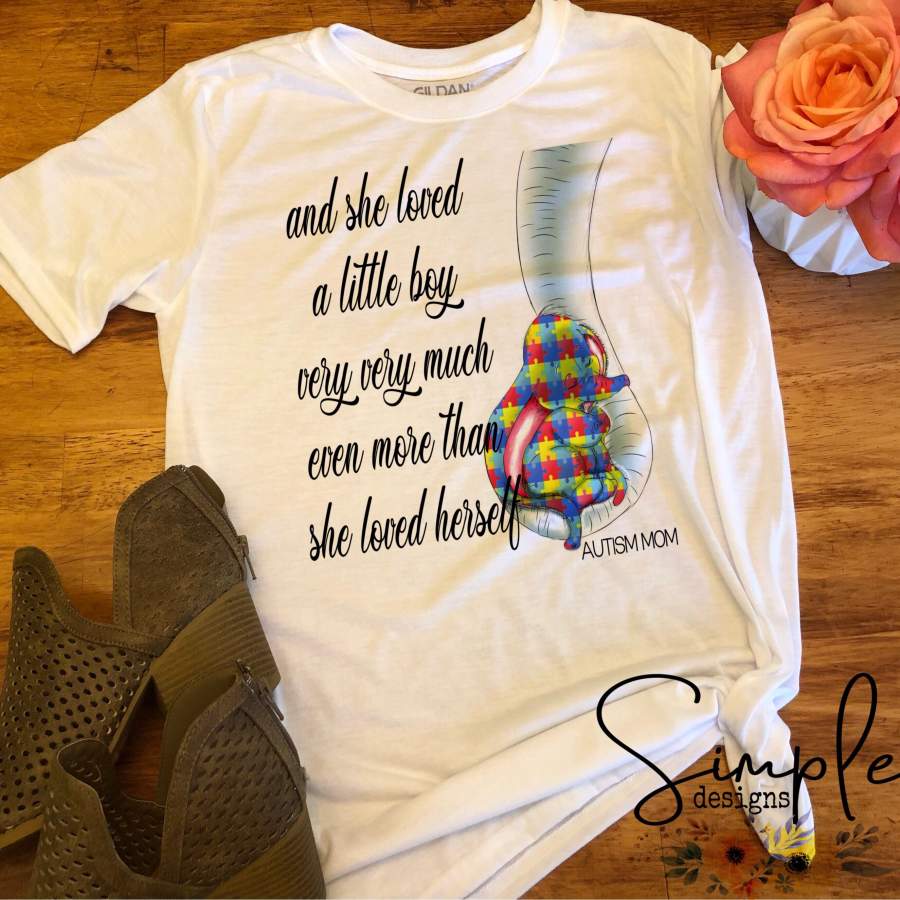 She Loved Him/Her Very Very Much Elephant Autism Awareness T-shirts, Ribbon Awareness