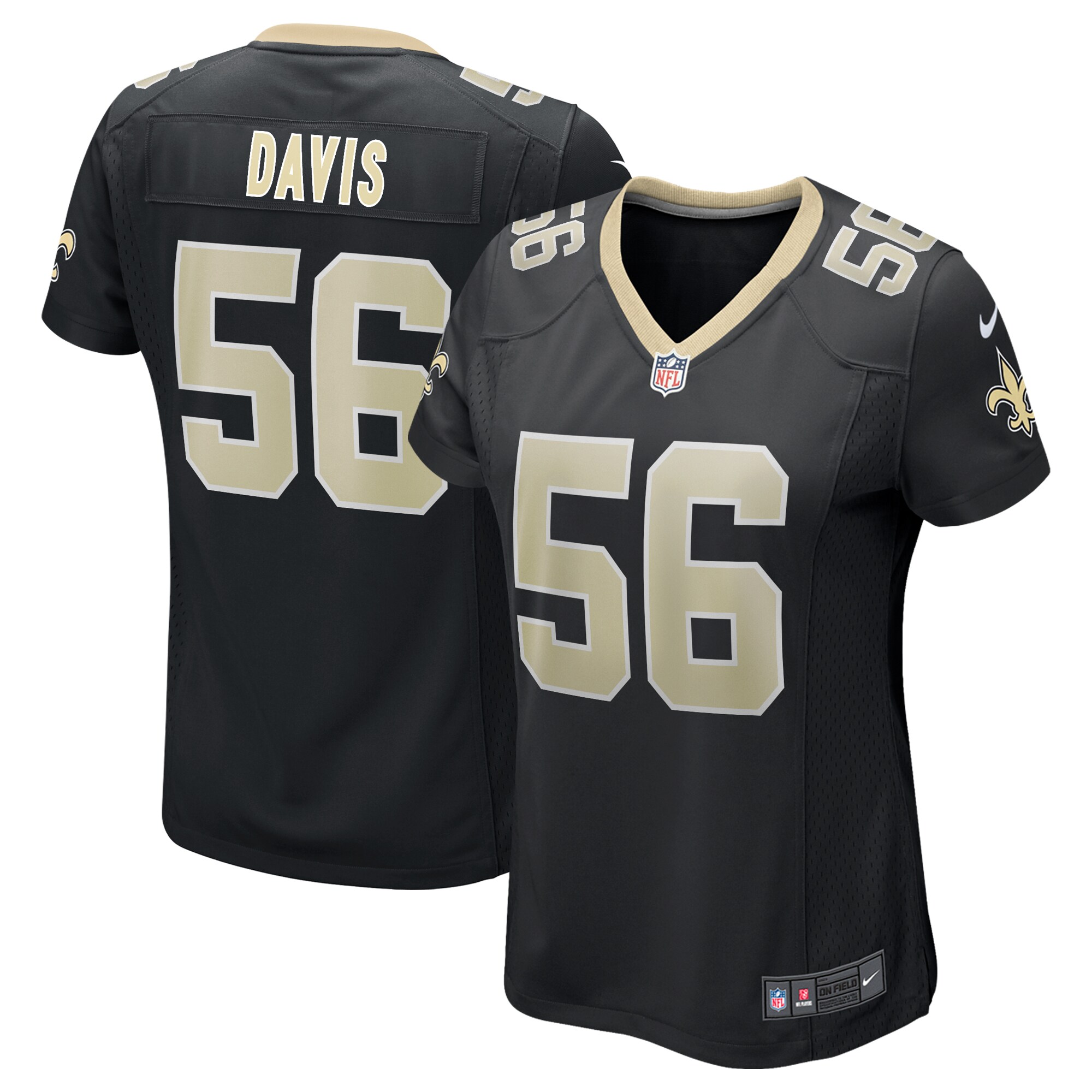 Women’s Demario Davis Black New Orleans Saints Game Jersey