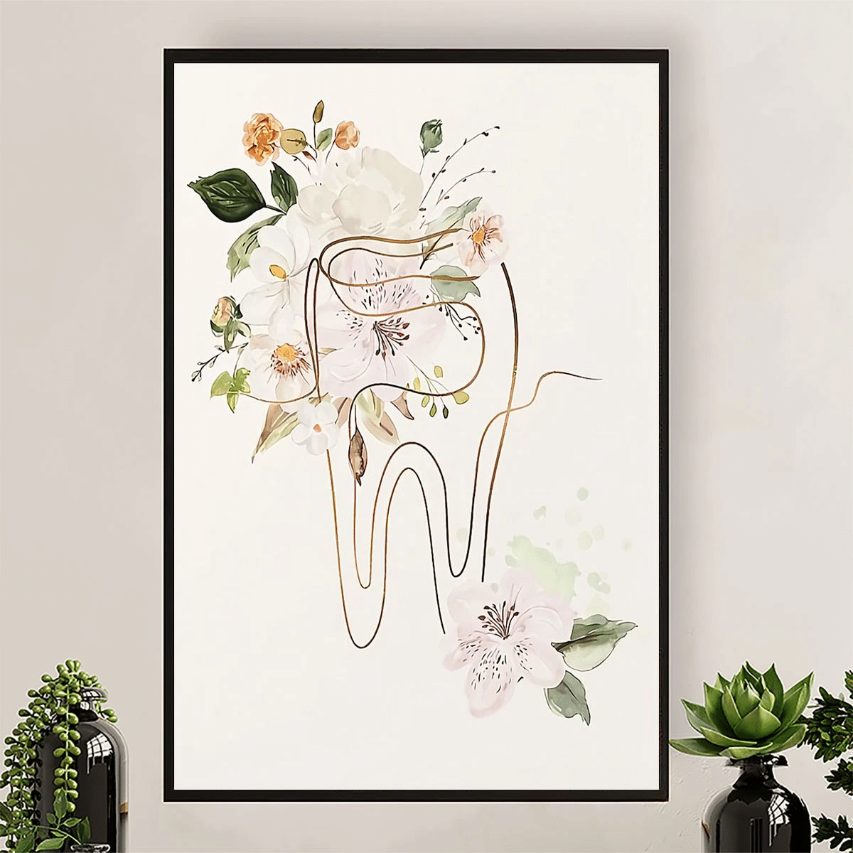 Flower Tooth Art Painting Poster Canvas – Gift For Dentist Evg85829