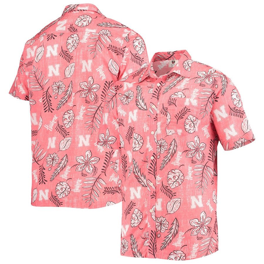 Nebraska Huskers Scarlet Vintage Floral Hawaii Shirt Ha48108