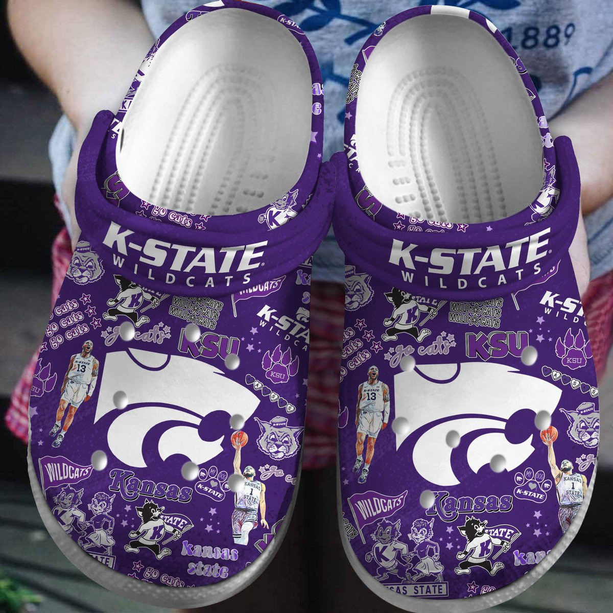 Kansas State Wildcats NCAA Sport Crocss Crocband Clogs Shoes Comfortable For Men Women and Kids