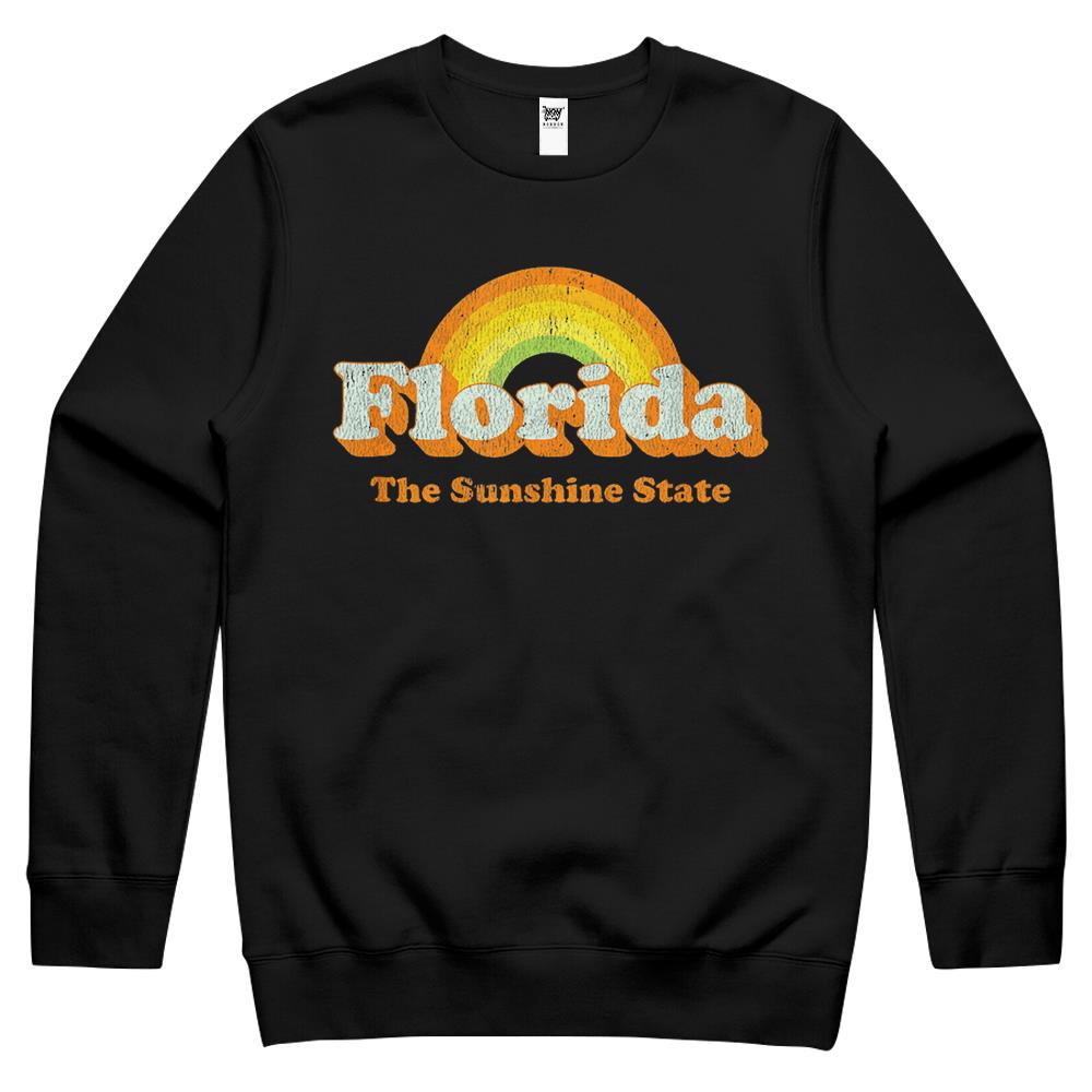 Retro Florida Crewneck Sweatshirt Vintage 70S Rainbow Tee Design Crewneck Sweatshirt