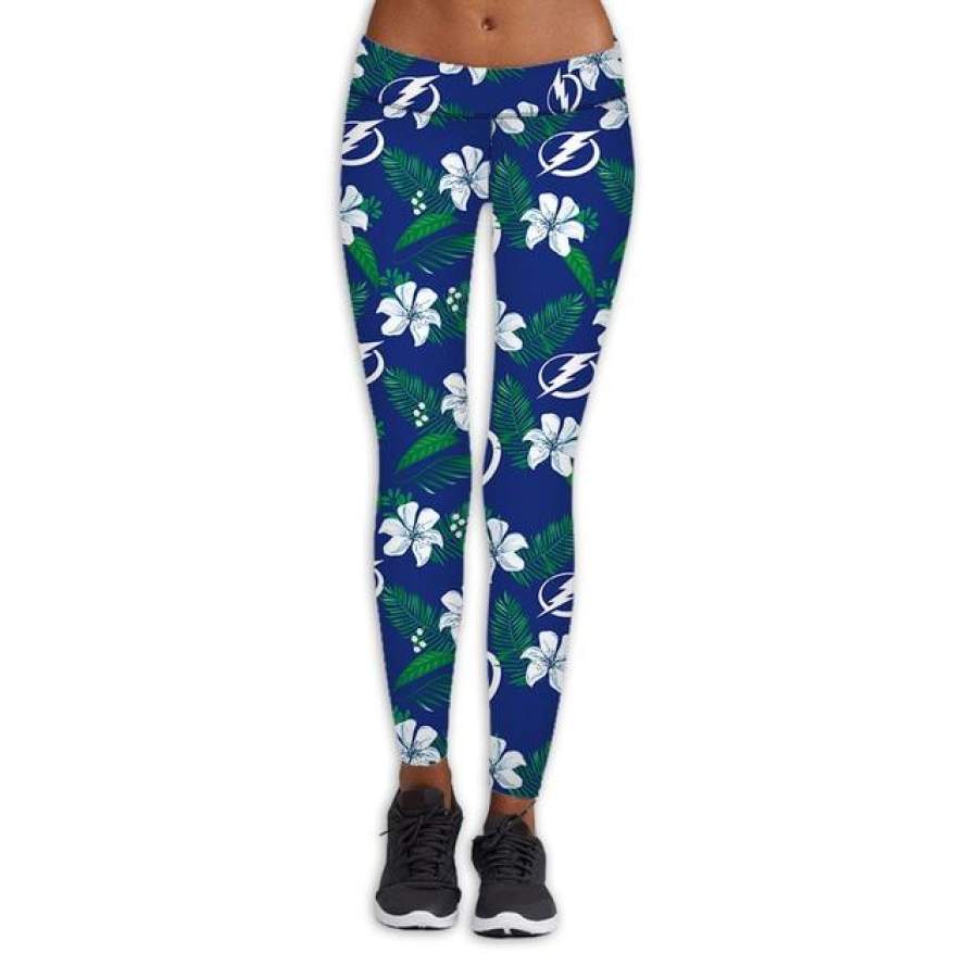 Tampa Bay Lightning Flower Print Leggings