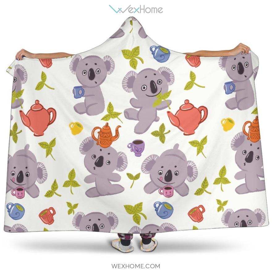 Cute Koalas Teapots Tea Hooded Blanket