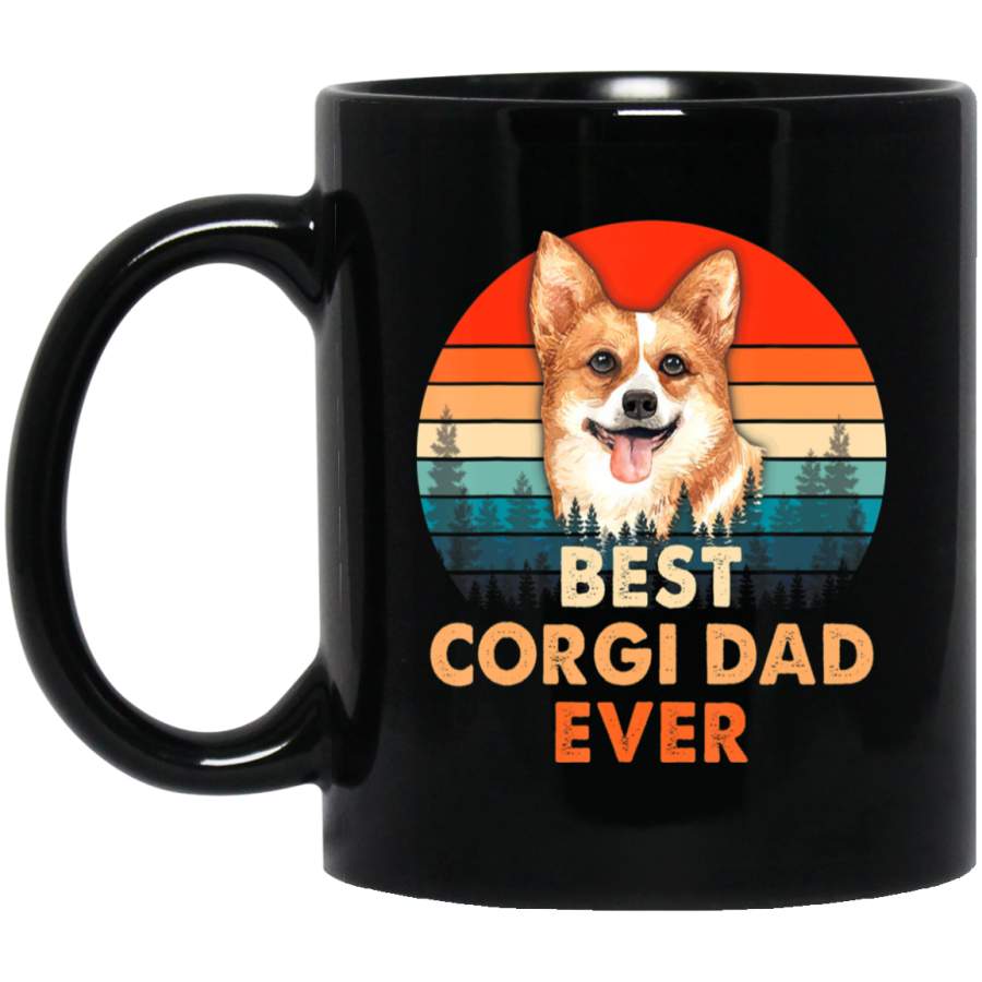 Vintage Gift Best Corgi Dad Ever Fathers Day 1 Black Mug Pet Owner, Dog Dad Mom Lover, Best Friends Gifts Funny Sayings Slogan Cute