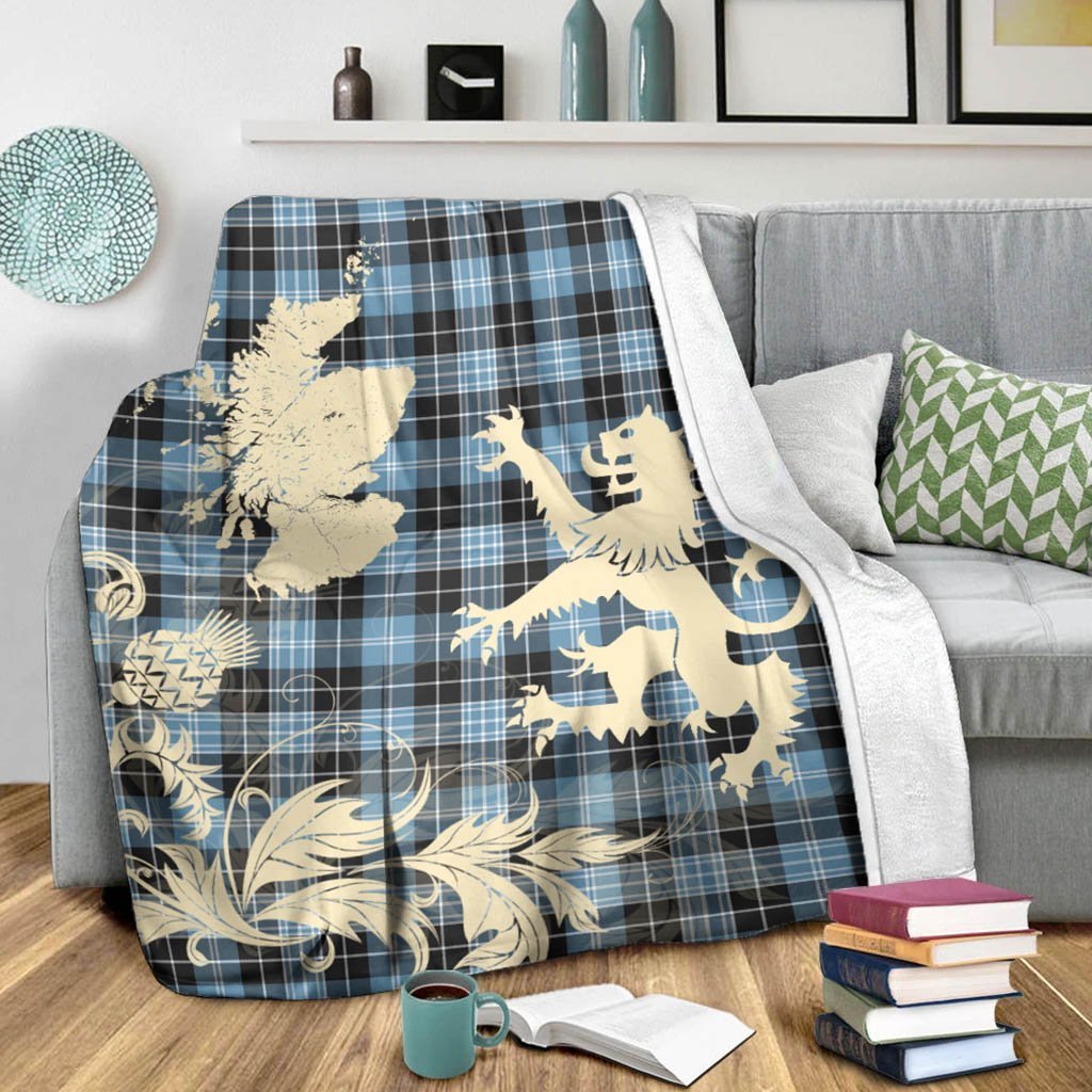 Tartan Blanket Clark Ancient Tartan Scotland Lion Thistle Map Plaid Blanket