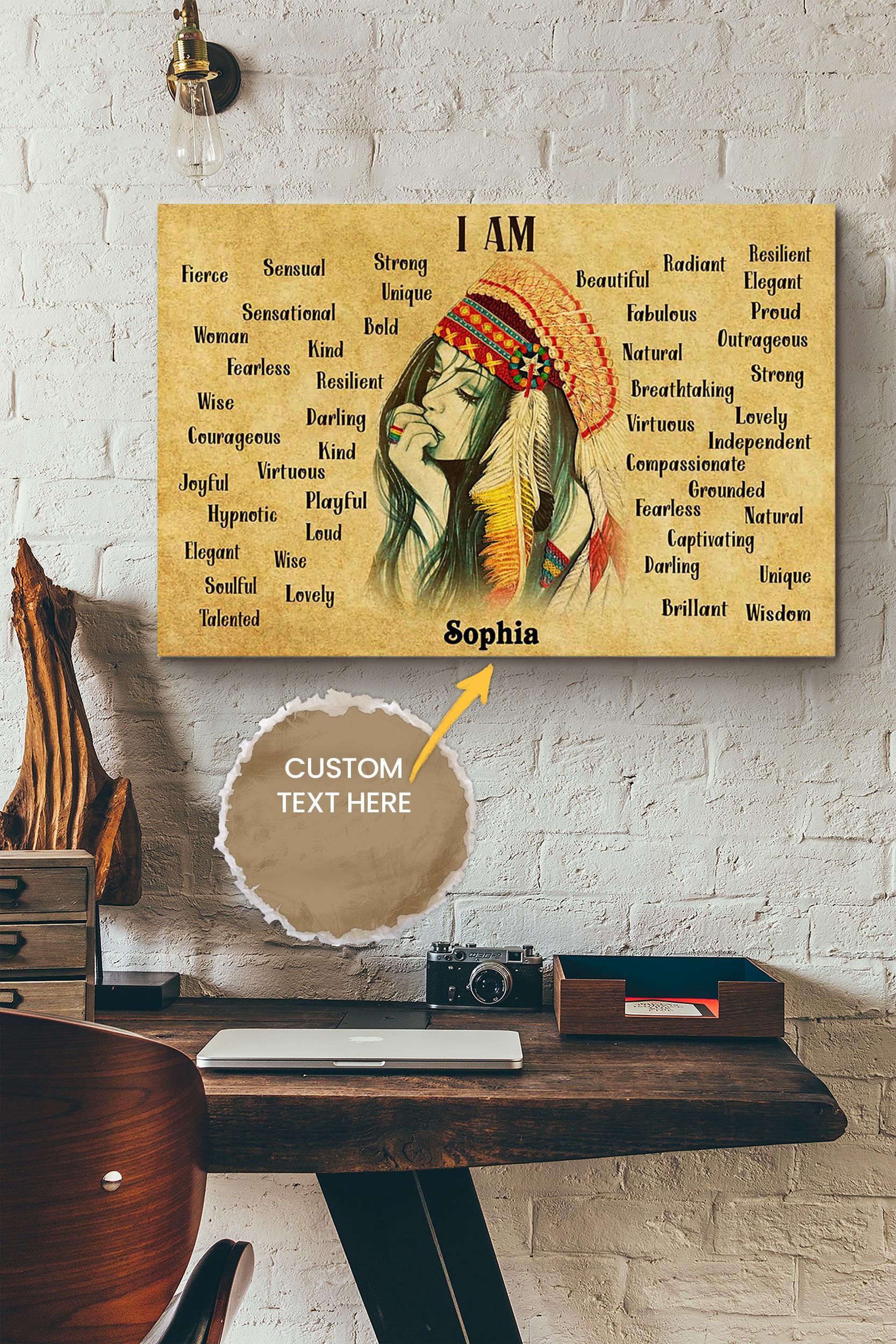 Native Girl Personalized Poster – Women Wall Art – Gift For African Woman Home Decor Wrapped Canvas
