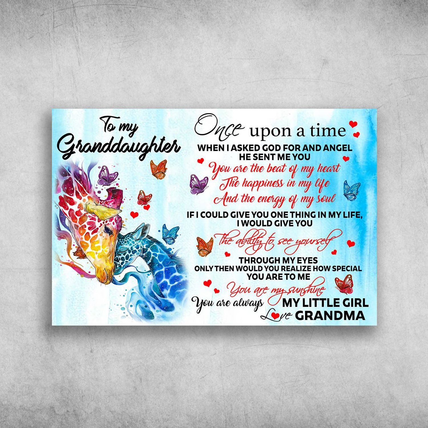 To My Granddaughter Once Upon A Time Canvas Christmas Gift Ideas