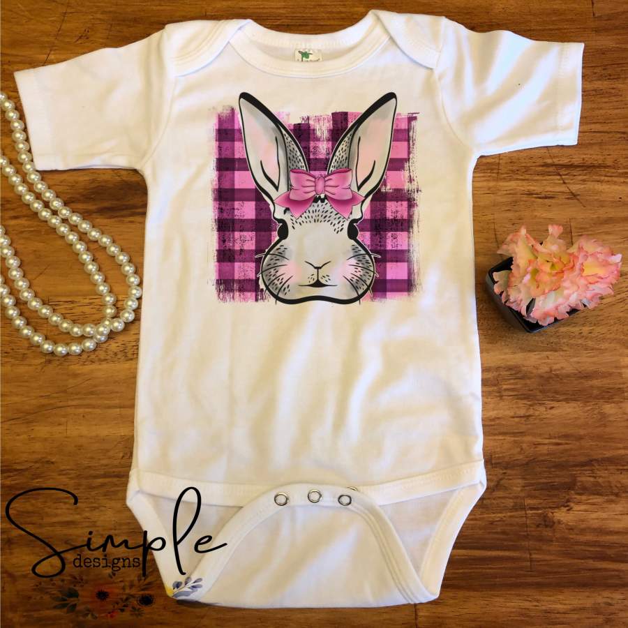 Pink Plaid Bunny Easter Custom Easter Shirts, Adult, Kids, Youth