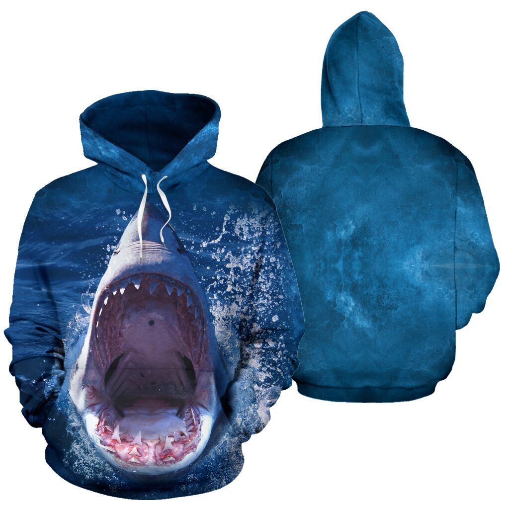 Shark Blue Awesome Design 3D Printed Sublimation Hoodie Hooded Sweatshirt Comfy Soft And Warm For Men Women S To 5Xl Ctc2402133